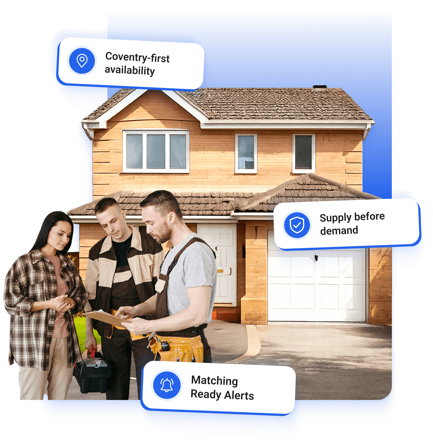 Homeowner meeting contractors at their property
